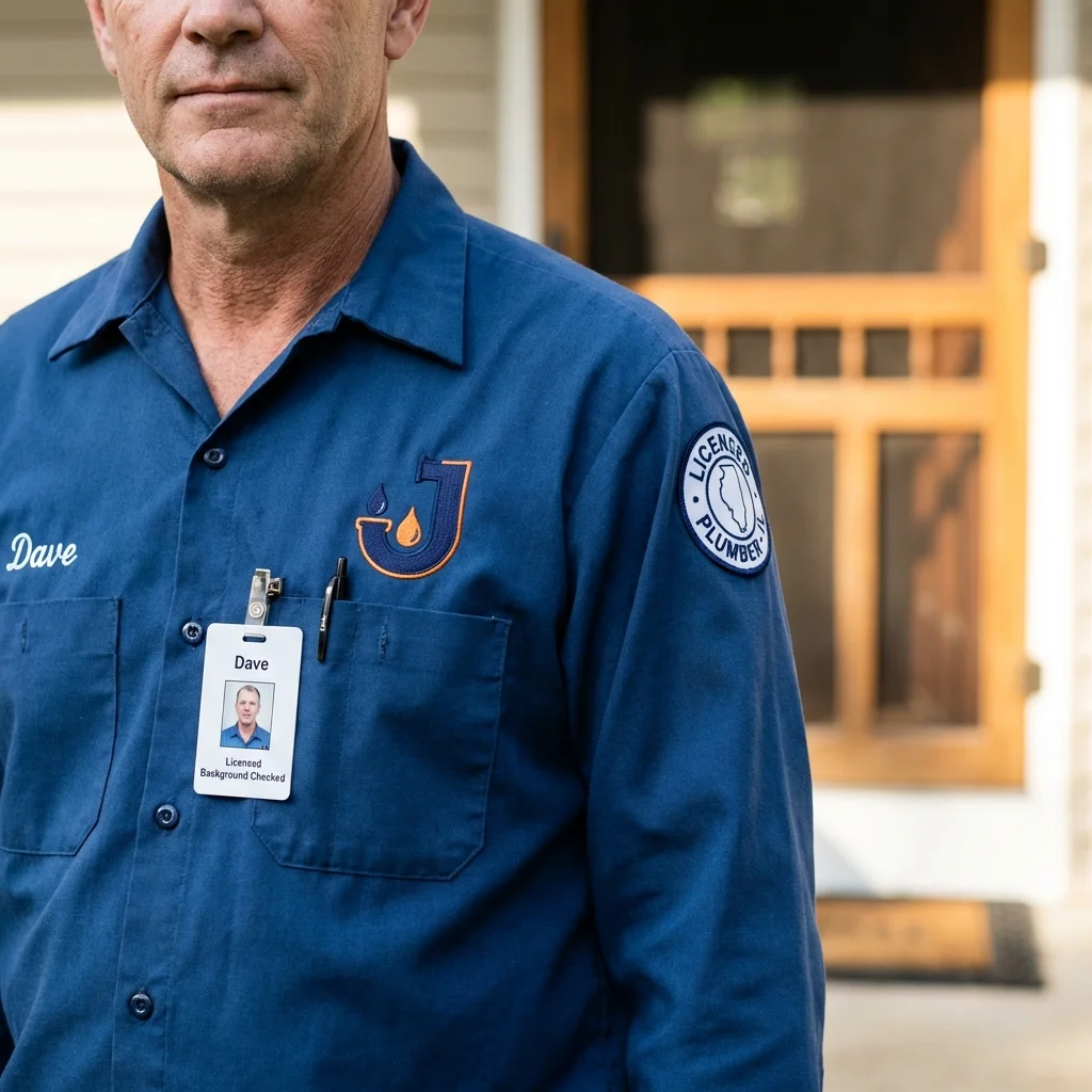Licensed plumber showing ID badge in Calipatria, CA