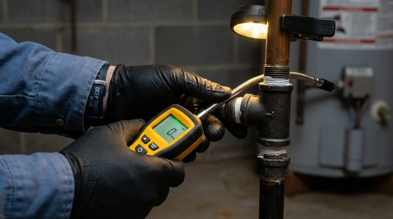 Gas leak detection with electronic sniffer by Johns Plumbing LLC in Calipatria